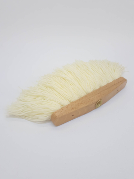 Wollbesen, naturfarben, 30 cm lackiert mit Gewinde